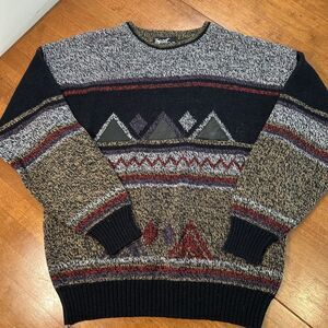 Vintage Impact Pullover Sweater Men's Size Large Long Sleeve 100% Acrylic